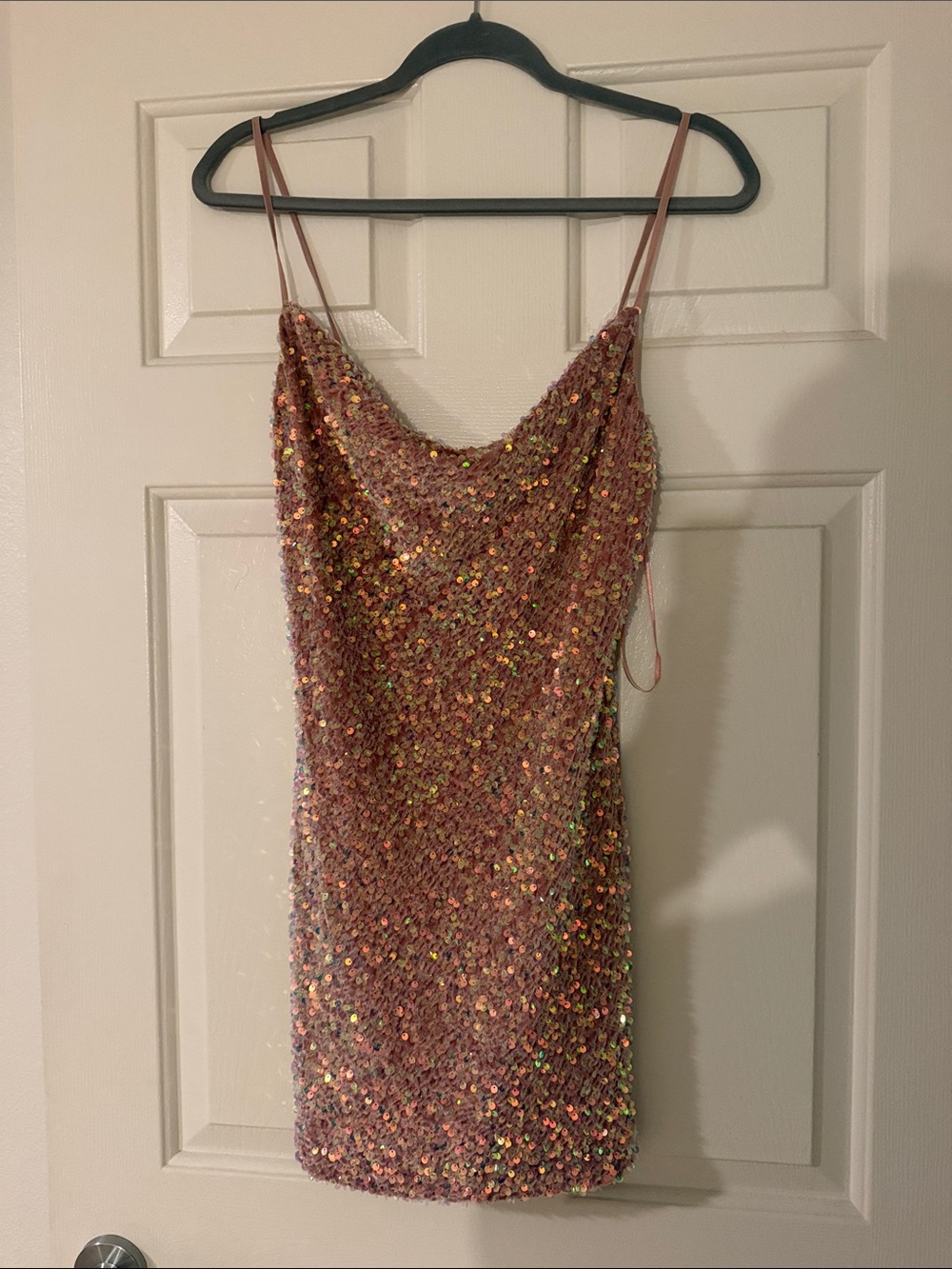 Kendall & Kylie Iridescent Rose Sequin Slip Mini Dress